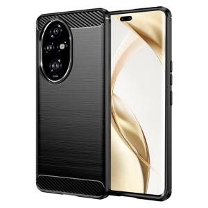 Husa pentru Honor 200 Pro, SKYDDAR INNOVATION, Carbon Silicone, din Silicon Slim, cu textura Fibra Carbon, set cu sticker, Negru