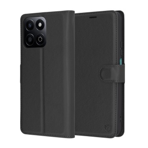 Husa pentru Honor 200 Smart / X7c, SKYDDAR INNOVATION, Leather Folio tip Carte, cu Portofel Interior, Finisaje Premium, set cu sticker, Negru