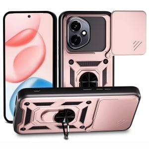 Husa pentru Honor 400, SKYDDAR INNOVATION, CamShield, Inel magnetic, set cu sticker, Roz