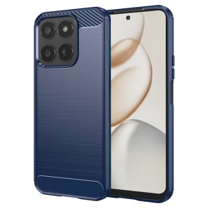 Husa pentru Honor 400 Smart / X7d 4G, SKYDDAR INNOVATION, Carbon Silicone, din Silicon Slim, cu textura Fibra Carbon, set cu sticker, Albastru