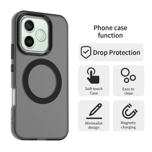 Husa pentru Honor 600 / 600 Pro, MagSafe, Antisoc, Margini ridicate, Mat, set cu sticker, CandyCase, Negru - Img 2