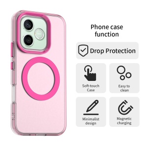 Husa pentru Honor 600 / 600 Pro, MagSafe, Antisoc, Margini ridicate, Mat, set cu sticker, CandyCase, Roz - Img 2