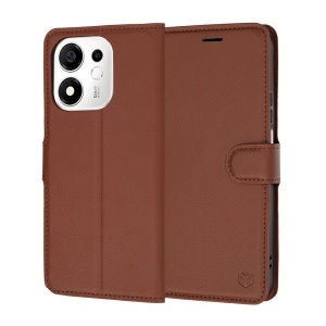 Husa pentru Honor 600 Smart tip Carte, cu Portofel Interior, Finisaje Premium, set cu sticker, Leather Folio, Maro