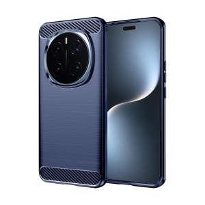 Husa pentru Honor Magic7 Pro, SKYDDAR INNOVATION, Carbon Silicone, din Silicon Slim, cu textura Fibra Carbon, set cu sticker, Albastru