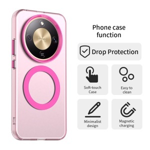 Husa pentru Honor Magic8 Lite, MagSafe, Antisoc, set cu sticker, CandyCase, Roz - Img 2