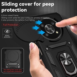 Husa pentru Honor Magic8 Lite, SKYDDAR INNOVATION, CamShield, Inel magnetic, set cu sticker, Roz - Img 6
