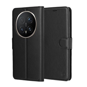 Husa pentru Honor Magic8 Pro, SKYDDAR INNOVATION, Leather Folio tip Carte, cu Portofel Interior, Finisaje Premium, set cu sticker, Negru
