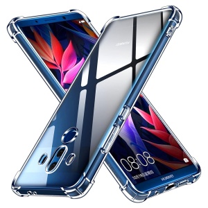 Husa pentru Huawei Mate 10 Pro , SKYDDAR INNOVATION, Shockproof Clear din Silicon Slim, Transparenta, set cu sticker