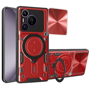 Husa pentru Huawei Pura 70, cu inel magnetic si suport ajustabil, protecție completa camera, SKDR SafeCover - Rosu