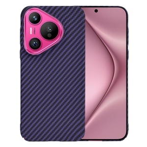 Husa pentru Huawei Pura 70, SKYDDAR INNOVATION, textura carbon, Carbonite FiberShell, set cu sticker, Mov,