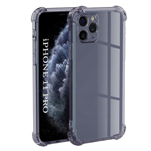 Husa pentru iPhone 11 Pro, SKYDDAR INNOVATION, Shockproof Clear Silicone, Silicon Slim, set cu sticker, Fumuriu