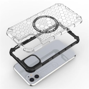 Husa pentru iPhone 11, SKYDDAR INNOVATION, HoneyComb Shield MagSafe, Negru, set cu sticker - Img 5