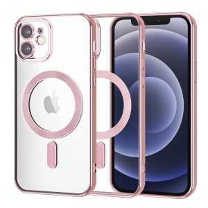 Husa pentru iPhone 12, SKYDDAR INNOVATION, Luxury Shield Magsafe, Protectie Antisoc, Roz, set cu sticker