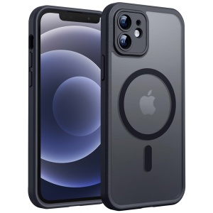 Husa pentru iPhone 12, SKYDDAR INNOVATION, PureFrost MagSafe, AntiSoc, set cu sticker, Negru frost