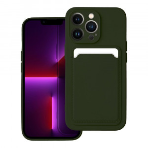 Husa pentru iPhone 13 Pro din silicon Suport Card, set cu sticker, Cards Case, Verde