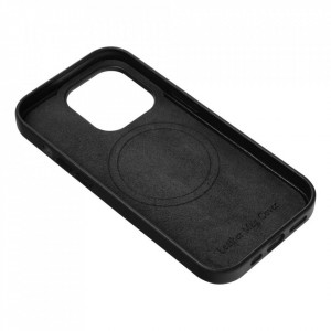 Husa pentru iPhone 13 Pro Max piele ecologica Mag Safe, Skyddar Leather - Negru - Img 2