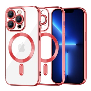 Husa pentru iPhone 13 Pro Max, SKYDDAR INNOVATION, Luxury Shield Magsafe, Protectie Antisoc, Rosu, set cu sticker
