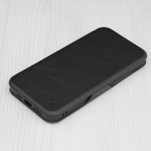 Husa pentru iPhone 13 Pro Max, SKYDDAR INNOVATION, Safe Wallet tip carte din Piele Ecologica, Suport Carduri, Inchidere Magnetica, Negru, set cu sticker  - Img 6