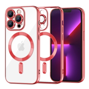 Husa pentru iPhone 13 Pro, SKYDDAR INNOVATION, Luxury Shield Magsafe, Protectie Antisoc, Rosu, set cu sticker