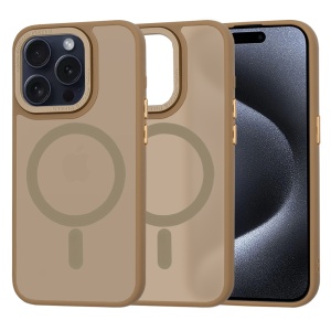 Husa pentru iPhone 15 Pro, SKYDDAR INNOVATION, HaloFrost MagSafe, Antisoc, set cu sticker, Maro