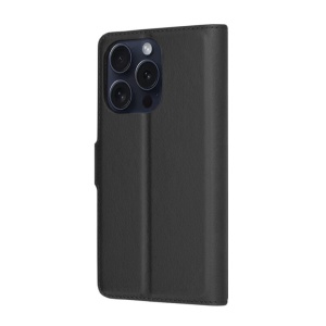 Husa pentru iPhone 15 Pro, SKYDDAR INNOVATION, Leather Folio, tip Carte, cu Portofel Interior, Finisaje Premium, Negru, set cu sticker  - Img 7