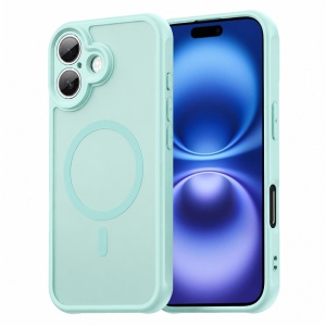 Husa pentru iPhone 16, Antisoc, HaloFrost MagSafe II, set cu sticker, Verde menta