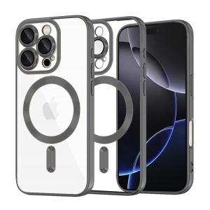 Husa pentru iPhone 16 Pro Max, Antisoc, Protectie camera, set cu sticker, Luxury Shield Magsafe, Negru