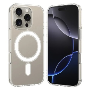 Husa pentru iPhone 16 Pro Max, SKYDDAR INNOVATION, MagSafe Pro din silicon, set cu sticker, Transparent