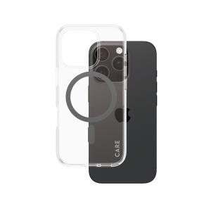 Husa pentru iPhone 16 Pro, PanzerGlass, CARE Flagship Urban Combat Black MagSafe, Anti-Soc 4.8m, Anti-Ingalbenire, Design Slim, Compatibila MagSafe, Transparenta