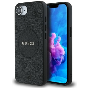 Husa pentru iPhone 16e, 4G Circle Classic Logo MagSafe, Guess, Negru