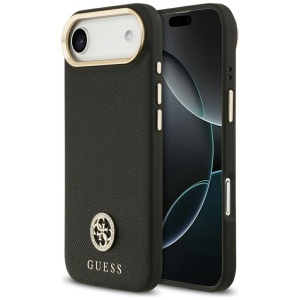 Husa pentru iPhone 17 Air, Grained Strass Logo MagSafe, Guess, Negru