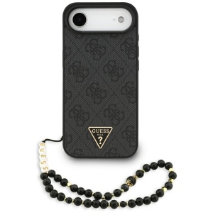 Husa pentru iPhone 17 Air, Hardcase 4G Triangle Logo MagSafe with Cord Strap, Guess, Negru