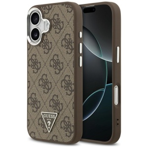 Husa pentru iPhone 17, Hardcase 4G Triangle Logo MagSafe, Guess, Maro