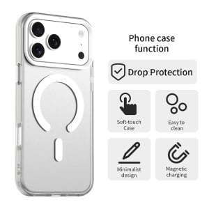 Husa pentru iPhone 17 Pro, MagSafe, Antisoc, set cu sticker, CandyCase, Alb - Img 8