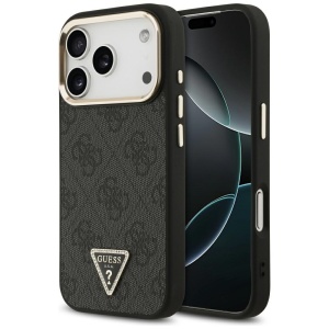 Husa pentru iPhone 17 Pro Max, Hardcase 4G Triangle Logo MagSafe, Guess, Negru