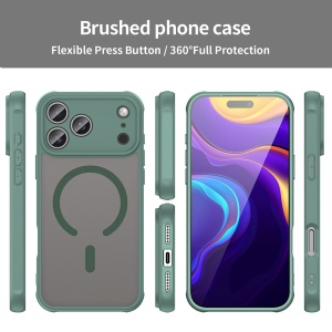 Husa pentru iPhone 17 Pro Max, SKYDDAR INNOVATION, HaloFrost MagSafe II, Antisoc, set cu sticker, Verde - Img 5