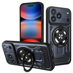 Husa pentru iPhone 17 Pro Max, SKYDDAR INNOVATION, RuggedCam, Inel magnetic antisoc, set cu sticker, Albastru