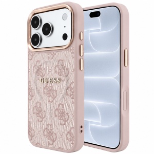 Husa pentru iPhone 18 Pro / iPhone 17 Pro - Guess 4G Embossed Classic MagSafe - Pink