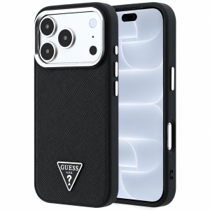 Husa pentru iPhone 18 Pro / iPhone 17 Pro - Guess Grained Triangle Logo MagSafe - Black