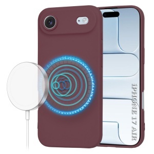 Husa pentru iPhone Air, SKYDDAR INNOVATION, din Silicon Catifelat, SoftFlex Magsafe, set cu sticker, Bordo - Img 6