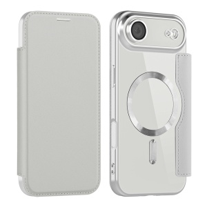 Husa pentru iPhone Air tip carte, SKYDDAR INOVATION, SmartMag Book, Magsafe, RFiD, Suport Carduri, set cu sticker, Gri - Img 2