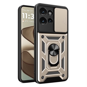 Husa pentru Motorola Edge 50 Fusion, SKYDDAR INNOVATION, CamShield, Inel magnetic, set cu sticker, Auriu