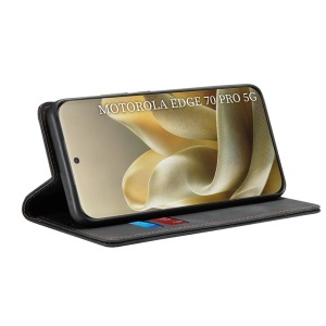 Husa pentru Motorola Edge 70 Pro tip Carte din piele Eco Premium, cu Portofel Interior, set cu sticker, Confy Cover, Negru - Img 2