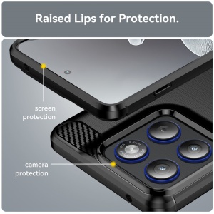 Husa pentru Motorola Edge 70, SKYDDAR INNOVATION, Carbon Silicone, din Silicon Slim, cu textura Fibra Carbon, set cu sticker, Negru - Img 3