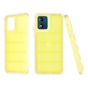 Husa pentru Motorola Moto E13, anti soc, margini ridicate, design modern, set cu sticker, wave shield, Galben
