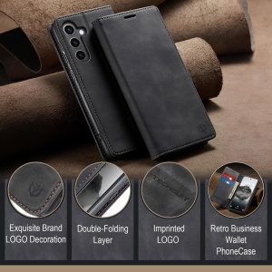 Husa pentru Motorola Moto G05 / Moto E15, SKYDDAR INNOVATION, Confy Cover tip Carte din piele Eco Premium, cu Portofel Interior, set cu sticker, Negru - Img 5
