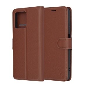 Husa pentru Motorola Moto G15 / Moto G15 Power, SKYDDAR INNOVATION, Leather Folio tip Carte, cu Portofel Interior, Finisaje Premium, set cu sticker, Maro - Img 7