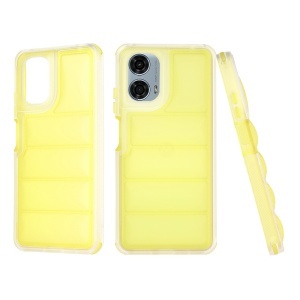 Husa pentru Motorola Moto G24 Power, anti soc, margini ridicate, design modern, set cu sticker, wave shield, Galben