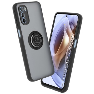 Husa pentru Motorola Moto G31 / Moto G41, SKYDDAR INNOVATION, Glinth cu Inel Rotativ 360° Magnetic, Negru, set cu sticker