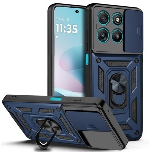 Husa pentru Motorola Moto G57 Power / Moto G67 Power, SKYDDAR INNOVATION, CamShield, Inel magnetic, set cu sticker, Albastru